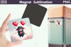 Cute Animal Valentine Magnet | Sheep Heart Sublimation Product Image 1