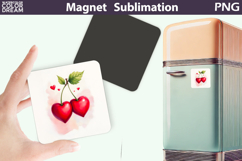 Cute Animal Valentine Magnet | Cherry Heart Sublimation Product Image 1