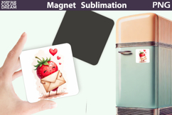 Cute Valentine Magnet | Strawberry Heart Sublimation Product Image 1