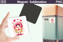 Cute Valentine Magnet | Donut Heart Sublimation Product Image 1