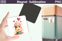 Cute Valentine Magnet | Latte Heart Sublimation Product Image 1