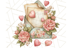 Romantic Valentine Letters &amp; Mail PNG Cute Stationery Product Image 2