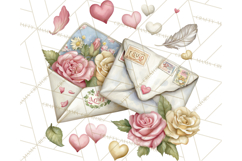 Romantic Valentine Letters &amp; Mail PNG Cute Stationery Product Image 5