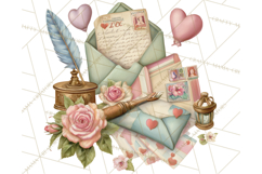Romantic Valentine Letters &amp; Mail PNG Cute Stationery Product Image 2