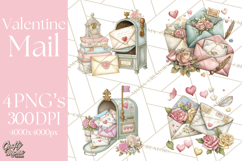 Romantic Valentine Letters &amp; Mail PNG Cute Stationery Product Image 1