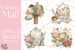 Romantic Valentine Letters &amp; Mail PNG Cute Stationery Product Image 1