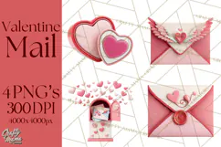 Love Letter Delivery Clipart, Valentine Mail Heart Envelopes Product Image 1