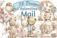 Whimsical Valentine Mail Clipart PNG Floral Letters Product Image 1