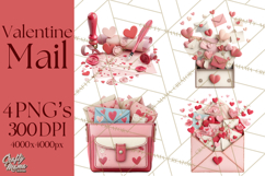 Love Letter Delivery Clipart, Valentine Mail Heart Envelopes Product Image 1