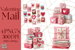 Love Letter Delivery Clipart, Valentine Mail Heart Envelopes Product Image 1
