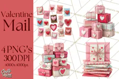 Love Letter Delivery Clipart, Valentine Mail Heart Envelopes Product Image 1