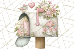 Whimsical Valentine Mail Clipart PNG Floral Letters Product Image 4