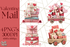 Love Letter Delivery Clipart, Valentine Mail Heart Envelopes Product Image 1