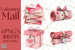 Love Letter Delivery Clipart, Valentine Mail Heart Envelopes Product Image 1