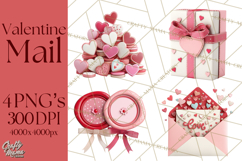 Love Letter Delivery Clipart, Valentine Mail Heart Envelopes Product Image 1