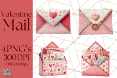 Love Letter Delivery Clipart, Valentine Mail Heart Envelopes Product Image 1
