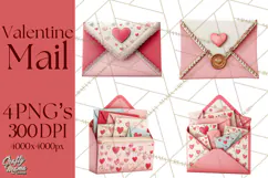 Love Letter Delivery Clipart, Valentine Mail Heart Envelopes Product Image 1