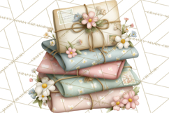 Whimsical Valentine Mail Clipart PNG Floral Letters Product Image 2