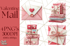 Love Letter Delivery Clipart, Valentine Mail Heart Envelopes Product Image 1