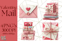Love Letter Delivery Clipart, Valentine Mail Heart Envelopes Product Image 1