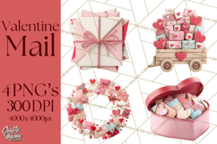 Love Letter Delivery Clipart, Valentine Mail Heart Envelopes Product Image 1