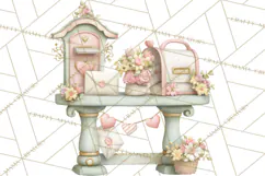 Whimsical Valentine Mail Clipart PNG Floral Letters Product Image 2
