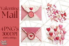 Love Letter Delivery Clipart, Valentine Mail Heart Envelopes Product Image 1