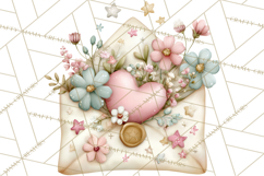 Whimsical Valentine Mail Clipart PNG Floral Letters Product Image 4