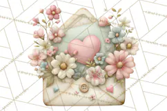 Whimsical Valentine Mail Clipart PNG Floral Letters Product Image 2