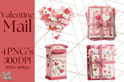 Love Letter Delivery Clipart, Valentine Mail Heart Envelopes Product Image 1