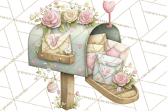 Whimsical Valentine Mail Clipart PNG Floral Letters Product Image 2