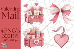 Love Letter Delivery Clipart, Valentine Mail Heart Envelopes Product Image 1