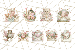 Whimsical Valentine Mail Clipart PNG Floral Letters Product Image 8