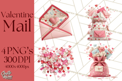 Love Letter Delivery Clipart, Valentine Mail Heart Envelopes Product Image 1