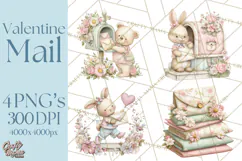 Whimsical Valentine Mail Clipart PNG Floral Letters Product Image 1
