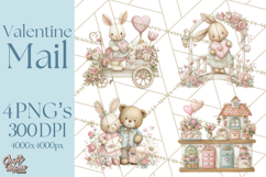 Whimsical Valentine Mail Clipart PNG Floral Letters Product Image 1