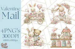 Whimsical Valentine Mail Clipart PNG Floral Letters Product Image 1