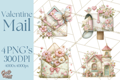 Whimsical Valentine Mail Clipart PNG Floral Letters Product Image 1