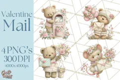 Whimsical Valentine Mail Clipart PNG Floral Letters Product Image 1