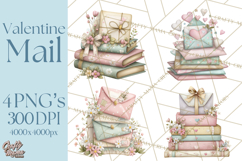 Whimsical Valentine Mail Clipart PNG Floral Letters Product Image 1