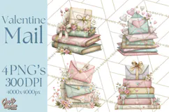 Whimsical Valentine Mail Clipart PNG Floral Letters Product Image 1