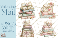 Whimsical Valentine Mail Clipart PNG Floral Letters Product Image 1