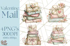 Whimsical Valentine Mail Clipart PNG Floral Letters Product Image 1