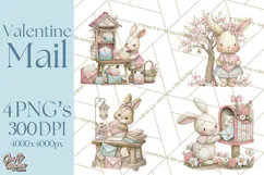 Whimsical Valentine Mail Clipart PNG Floral Letters Product Image 1