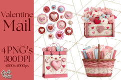 Love Letter Delivery Clipart, Valentine Mail Heart Envelopes Product Image 1