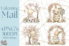 Whimsical Valentine Mail Clipart PNG Floral Letters Product Image 1