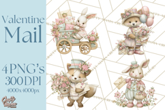 Whimsical Valentine Mail Clipart PNG Floral Letters Product Image 1