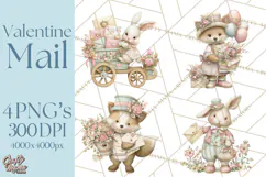Whimsical Valentine Mail Clipart PNG Floral Letters Product Image 1