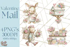 Whimsical Valentine Mail Clipart PNG Floral Letters Product Image 1