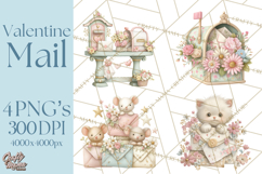 Whimsical Valentine Mail Clipart PNG Floral Letters Product Image 1
